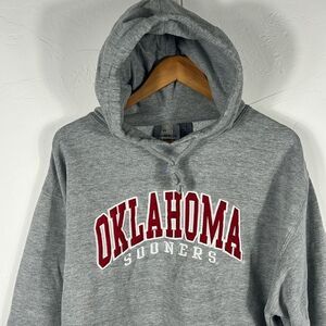 🔥🏈 Vintage OKLAHOMA SOONERS Embroidered Stitched HOODIE Sweatshirt - Men Sz Lg
